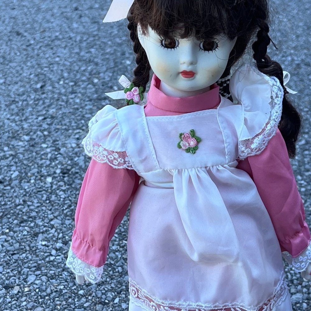 Vintage Porcelain Doll 16 Inches Tall With Stand